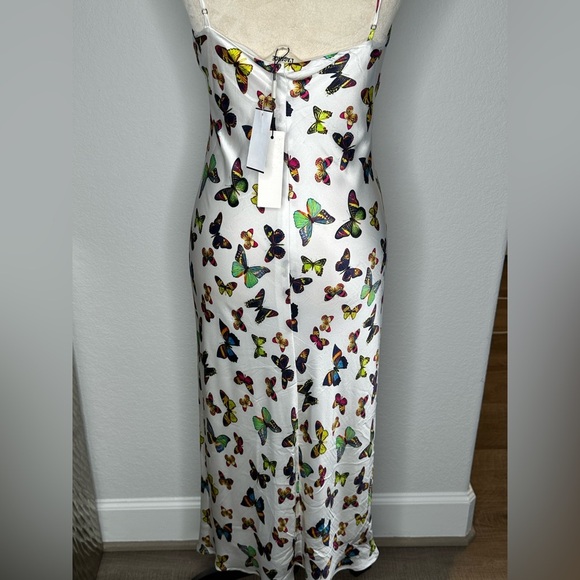 L’agence Jodie V Neck Slip women Dress white butterfly - Picture 8 of 16